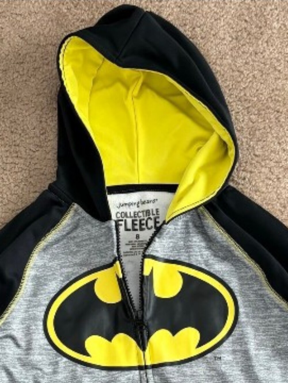 Jumping Beans Batman Logo Zip-Up Hoodie Jacket - Size 8
